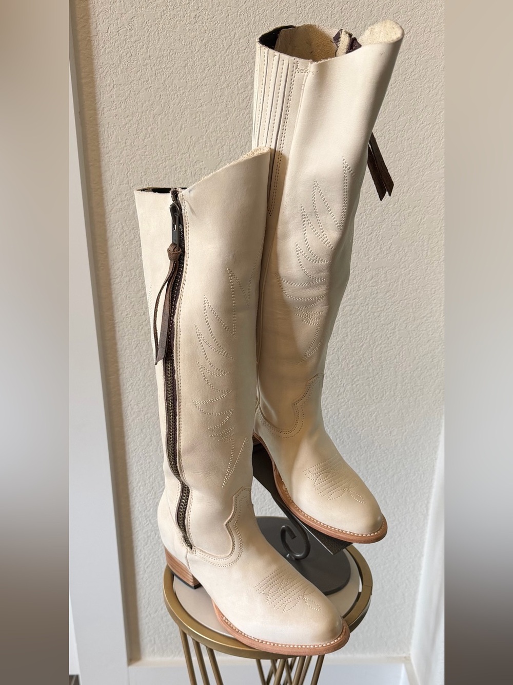 Freebird Whisper Women’s Cream Knee-High Western Boots